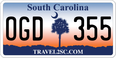 SC license plate OGD355