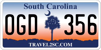 SC license plate OGD356