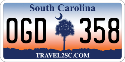 SC license plate OGD358