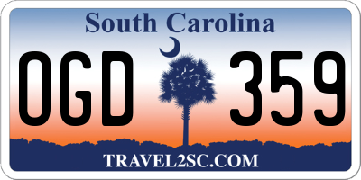 SC license plate OGD359