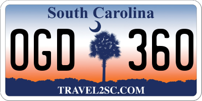 SC license plate OGD360