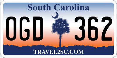 SC license plate OGD362
