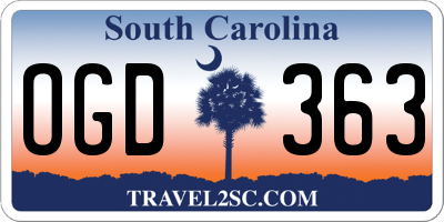 SC license plate OGD363