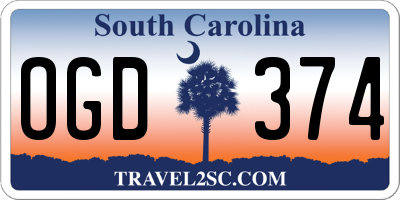 SC license plate OGD374