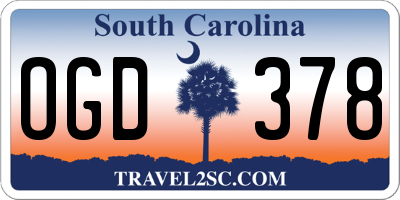 SC license plate OGD378