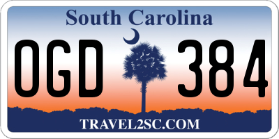 SC license plate OGD384