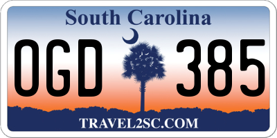 SC license plate OGD385