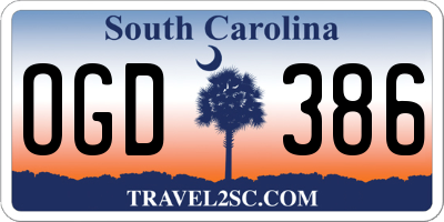 SC license plate OGD386
