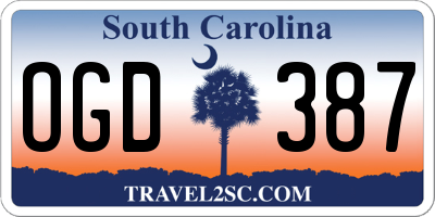 SC license plate OGD387