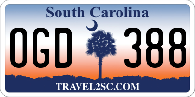 SC license plate OGD388