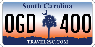 SC license plate OGD400