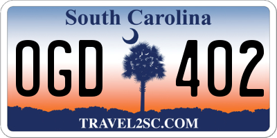 SC license plate OGD402