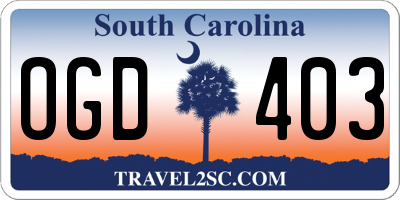 SC license plate OGD403