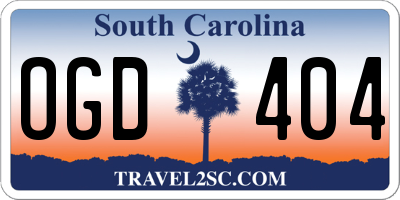 SC license plate OGD404