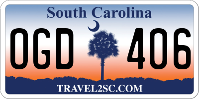 SC license plate OGD406