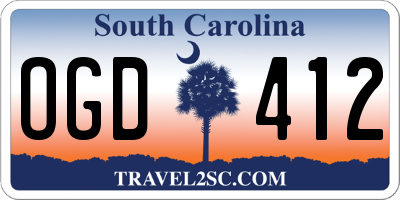 SC license plate OGD412
