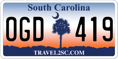 SC license plate OGD419