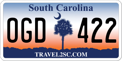 SC license plate OGD422