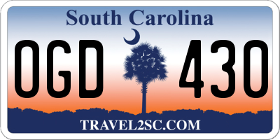 SC license plate OGD430