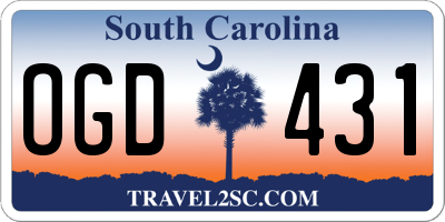 SC license plate OGD431