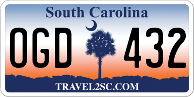 SC license plate OGD432