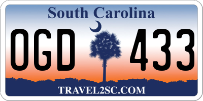 SC license plate OGD433