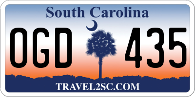SC license plate OGD435