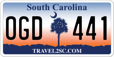 SC license plate OGD441