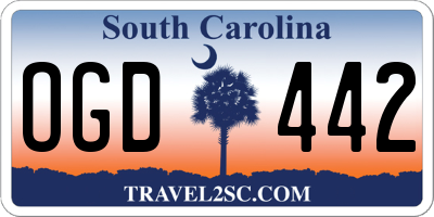 SC license plate OGD442