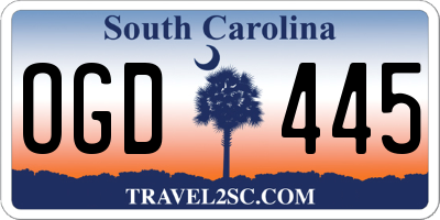 SC license plate OGD445