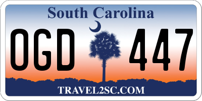 SC license plate OGD447