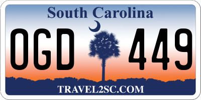 SC license plate OGD449