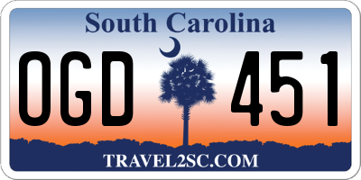 SC license plate OGD451