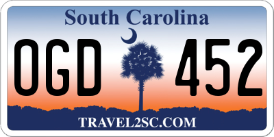 SC license plate OGD452