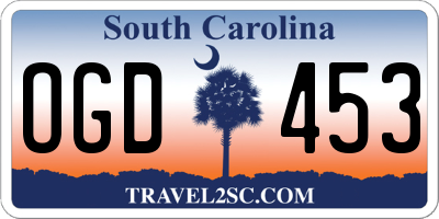 SC license plate OGD453