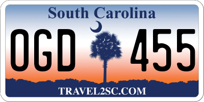 SC license plate OGD455