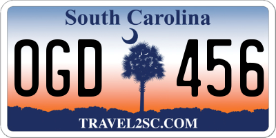 SC license plate OGD456