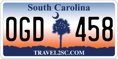 SC license plate OGD458