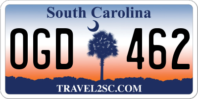 SC license plate OGD462
