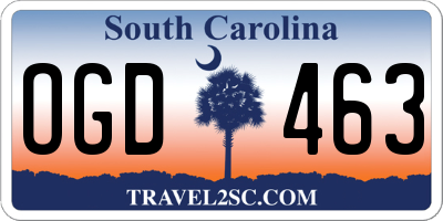 SC license plate OGD463