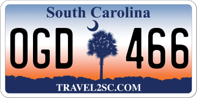 SC license plate OGD466