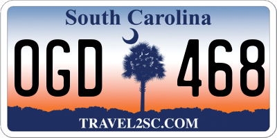 SC license plate OGD468