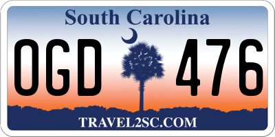 SC license plate OGD476