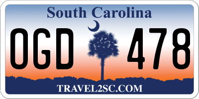 SC license plate OGD478
