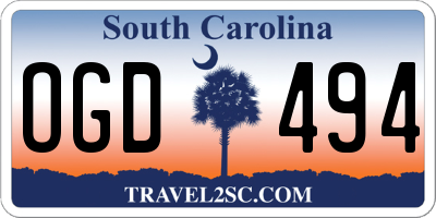 SC license plate OGD494