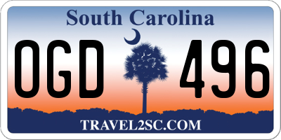 SC license plate OGD496