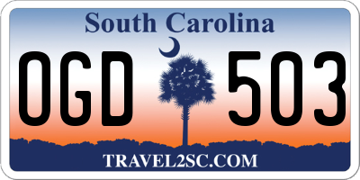 SC license plate OGD503
