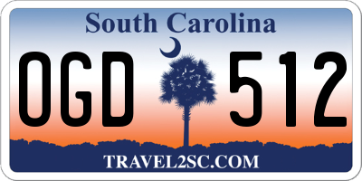 SC license plate OGD512