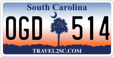 SC license plate OGD514
