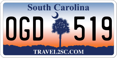 SC license plate OGD519